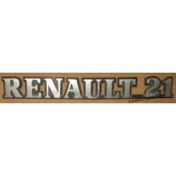 Emblemat , logo, napis RENAULT 21 na karoserię, na tylną pokrywę bagażnika
