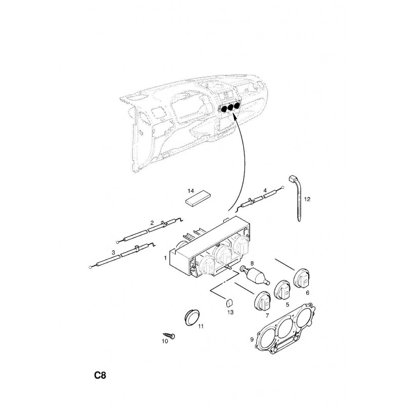 LINKA-CIĘGNO STEROWANIA OGRZEWANIEM NADMUCHU-wlotu powietrza DŁ:549/451mm OPEL Agila,SUZUKI Wagon R+
