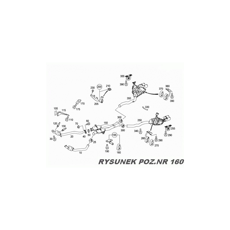 Wieszak-uchwyt gumowy mocowania tłumika w układzie wydechowym Mercedes M-Klasa W164 ML,GL CDI