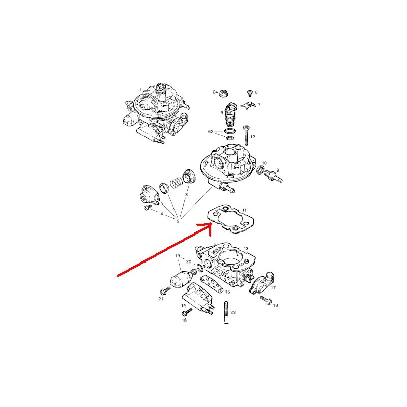 Uszczelka-podkładka pod górną obudowę urządzenia wtryskowego Opel Astra F/G,Corsa A/B,Kadett E,Vectra A 1.2/1.4/1.6