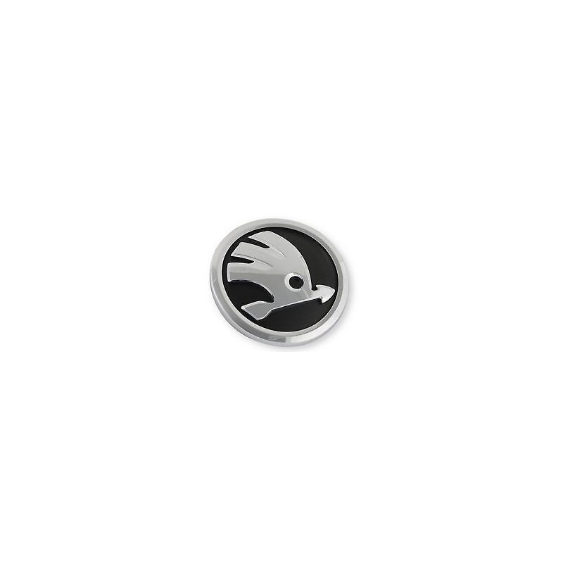 EMBLEMAT,Logo-Znak okrągły,czarno-srebrny SKODA n.typ Fabia II/III,Roomster,Octavia III