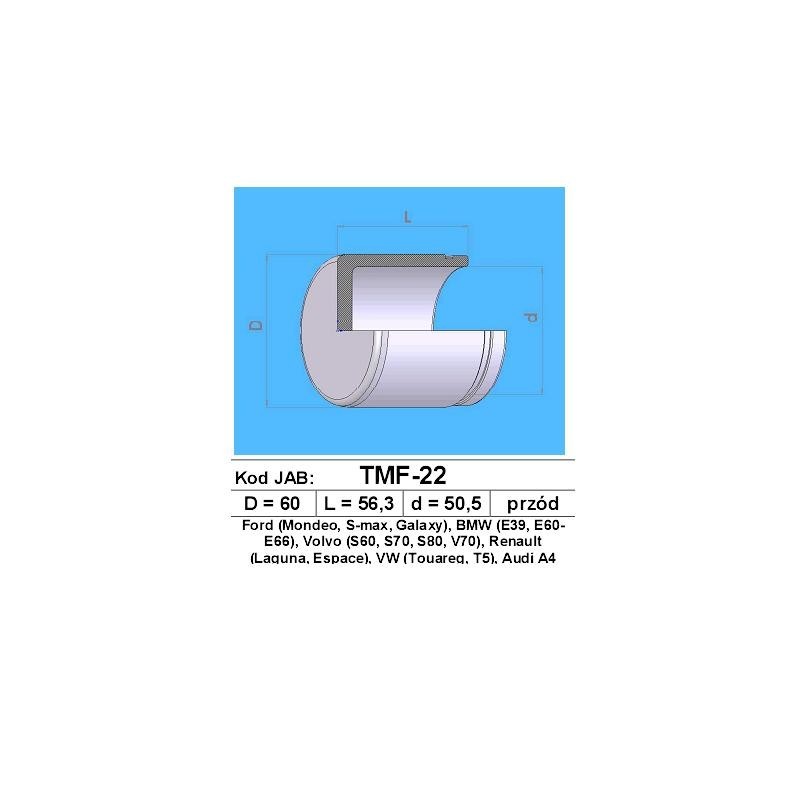 Tłoczek zacisku hamulcowego Audi A4, BMW E39,VW T5 60X56,3 mm
