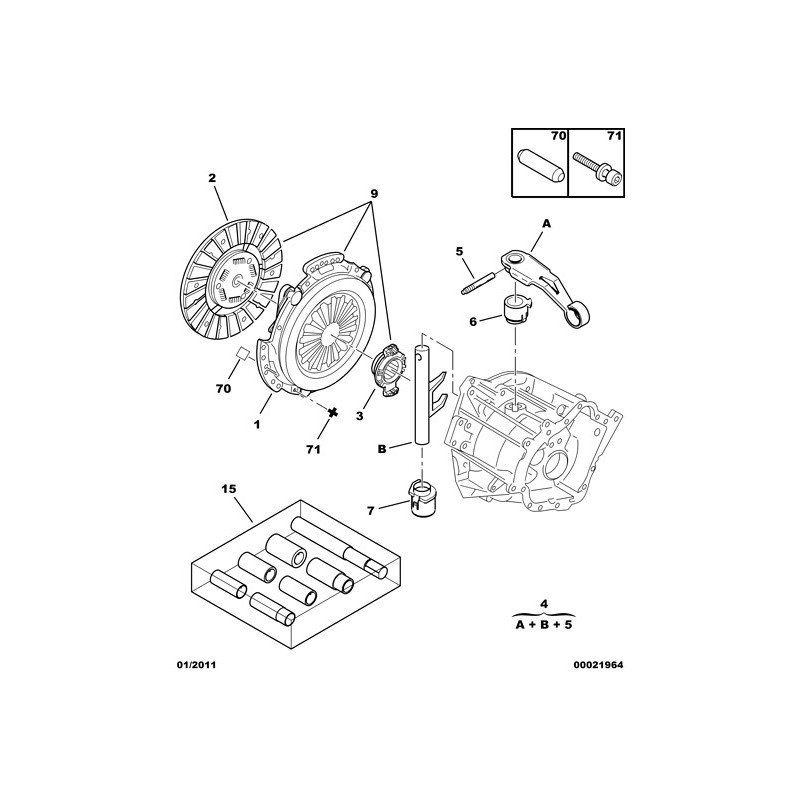 Tulejka łapy sprzęgła, górna Citroen / Peugeot (skrzynia BE3, BE3R) biała